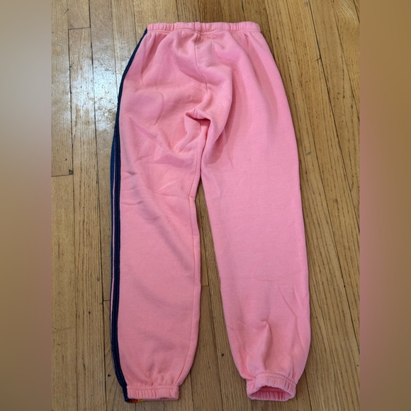 NWT AVIATOR NATION SWEAT SUIT SET HOODIE AND JOGGERS PINK 5 STRIPE - Picture 5 of 15